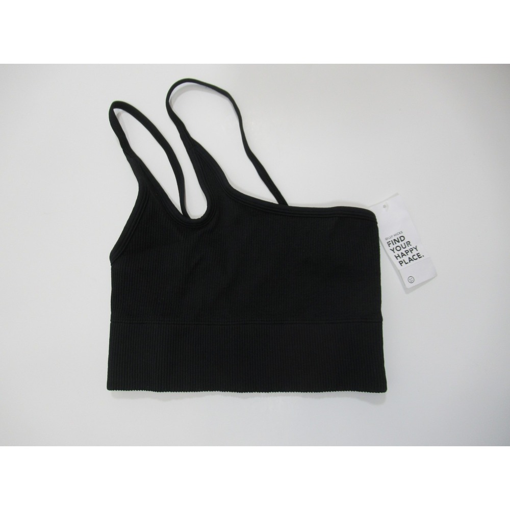 NEW Gilly Hicks Ribbed One Shoulder Bralette Bra XS Black Wireless Pullover